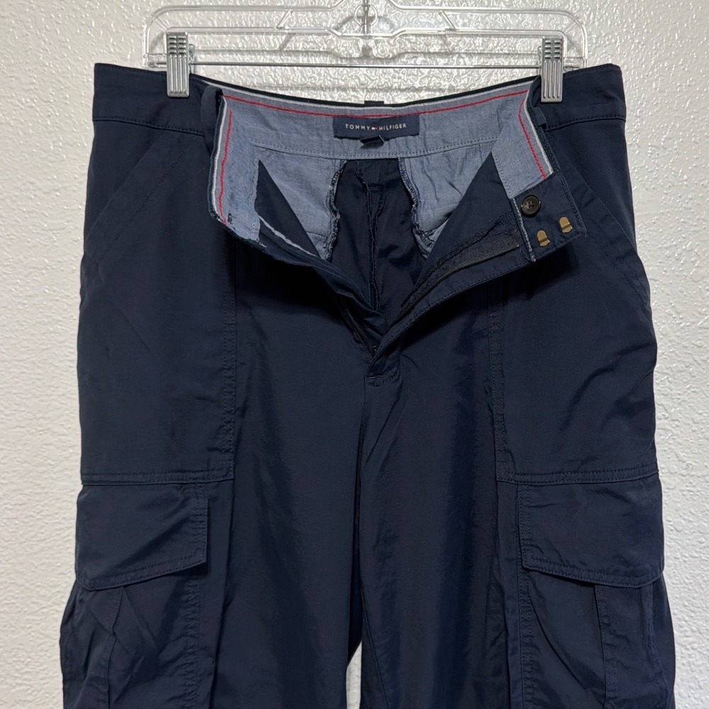 Tommy Hilfiger Navy Blue Wide Leg Cargo Pants Womens Size 12 Utility Trousers - Picture 5 of 8